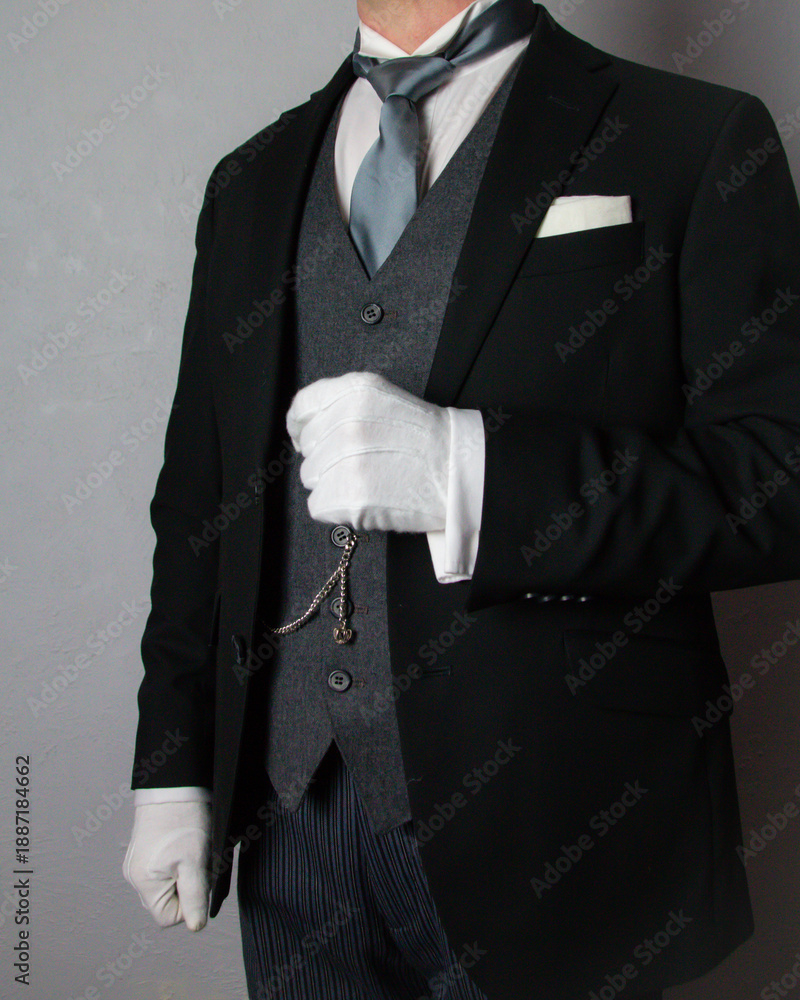 Ταπετσαρία Butler or Hotel Concierge in Formal Attire and White Gloves Eager to Be of Service