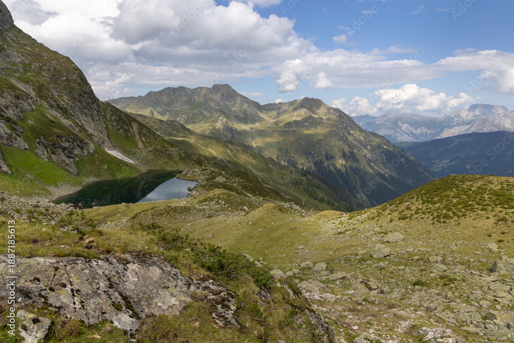 Obraz premium Unterer Alpsee near Grasjochbahn in Montafon, Vorarlberg, Austria
