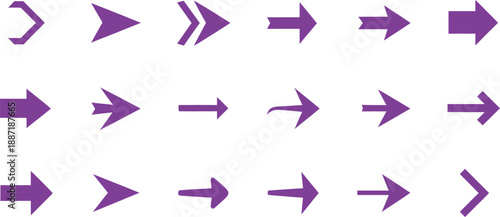 Collection of various purple arrow icons