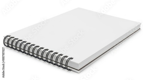 Blank spiral notebook on white background isolated on white background