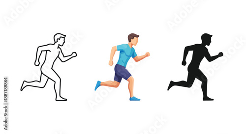 A man runs forward in athletic motion across the frame.