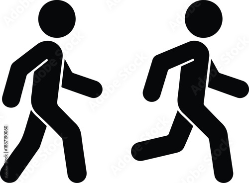 Crawl Walk Run Evolution Icons Stick Figure Motion Sequence Vector Illustration