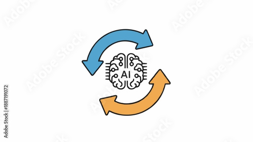 Artificial Intelligence Brain with Arrows.
