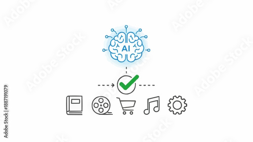 Artificial Intelligence Brain with Icons.