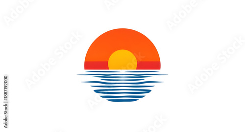 sunset, sea, ocean, beach, horizon, sun, water, waves, seascape, nature, landscape, evening, dusk, twilight, summer, vacation, travel, calm, relaxation, scenic, icon, vector, illustration, symbol, sig