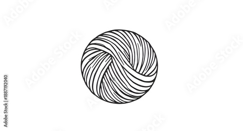 yarn, ball, wool, thread, string, fiber, knitting, crochet, handmade, craft, textile, sewing, needlework, hobby, diy, skein, material, outline, lineart, line, stroke, icon, vector, illustration, symbo