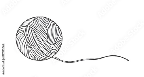yarnicon, ballofyarn, wool, thread, string, fiber, knitting, crochet, craft, handmade, textile, sewing, needlework, hobby, diy, skein, material, outline, line, lineart, linear, stroke, icon, vector, i