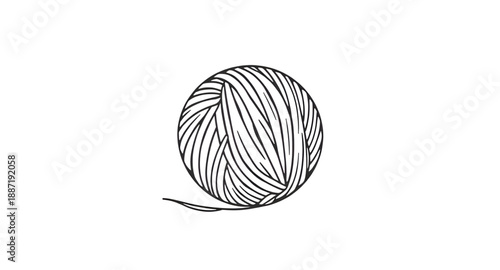 ballofyarn, yarn, wool, thread, string, fiber, knitting, crochet, handmade, craft, textile, sewing, needlework, hobby, diy, skein, material, outline, sketch, lineart, handdrawn, vector, illustration, 
