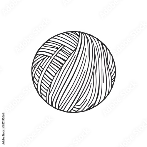 ballofyarn, yarn, wool, thread, string, fiber, knitting, crochet, handmade, craft, textile, sewing, needlework, hobby, diy, skein, material, outline, sketch, lineart, handdrawn, vector, illustration, 