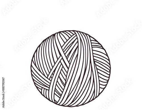 ballofyarn, yarn, wool, thread, string, fiber, knitting, crochet, handmade, craft, textile, sewing, needlework, hobby, diy, skein, material, outline, sketch, lineart, handdrawn, vector, illustration, 