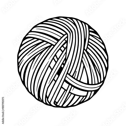 yarn, wool, thread, string, fiber, knitting, crochet, handmade, craft, textile, sewing, needlework, hobby, diy, material, skein, ball, outline, lineart, linear, stroke, icon, vector, illustration, sym