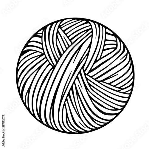 yarn, wool, thread, string, fiber, knitting, crochet, handmade, craft, textile, sewing, needlework, hobby, diy, material, skein, ball, outline, lineart, linear, stroke, icon, vector, illustration, sym