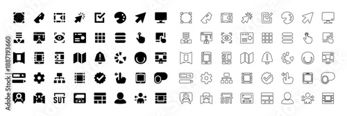 Selection and interface tools pixel perfect icons collection.