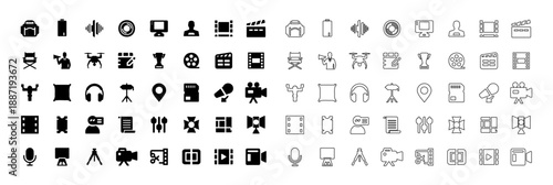 Professional cinema and video production icon set