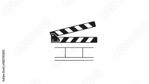 Classic film clapperboard for movie production and cinema.
