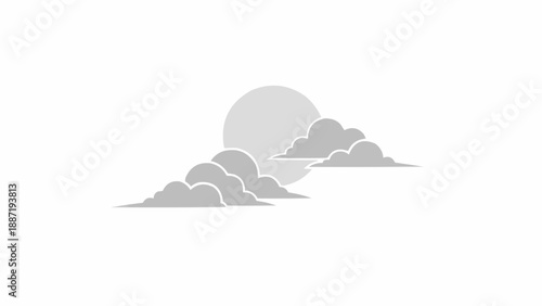 Stylized clouds and sun or moon in a minimalist design.