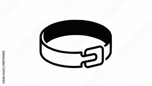Simple black and white outline icon of a classic belt with a buckle.