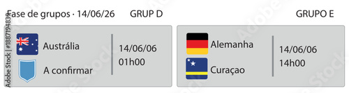JOGOS- 14/06- JOGOS-COPA DO MUNDO - FASE GRUPOS