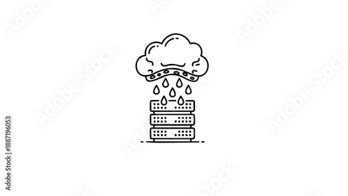 Cloud’s Thirst AI Water Footprint Data Center Line Art Concept