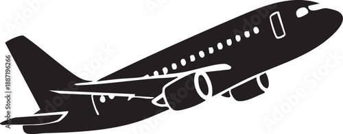 Classic Passenger Airplane Side View Silhouette