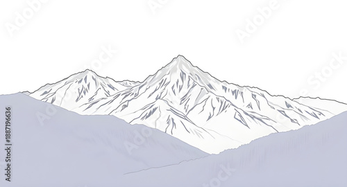 mountains, mountain, peaks, hills, landscape, nature, scenery, outdoor, travel, adventure, hiking, trekking, alpine, summit, ridge, valley, wilderness, panorama, outline, lineart, line, stroke, icon, 