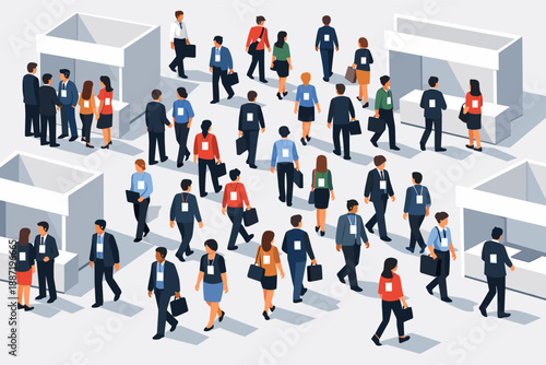 Diverse crowd of business people at trade show event