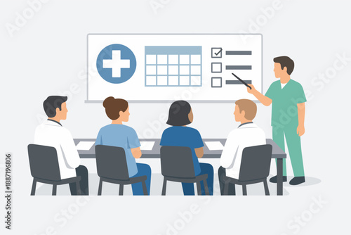 Medical training session with diverse healthcare team