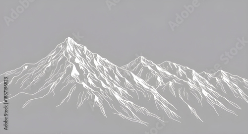 mountains, mountain, peaks, range, hills, landscape, nature, scenery, outdoor, travel, adventure, hiking, trekking, alpine, summit, ridge, valley, wilderness, panorama, outline, lineart, line, stroke,