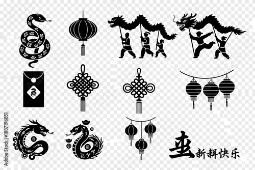 Dragon Dance Performance in City Streets, Illustration of Tradition and Festivities