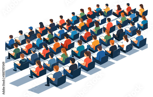 Diverse audience listening to presentation in auditorium