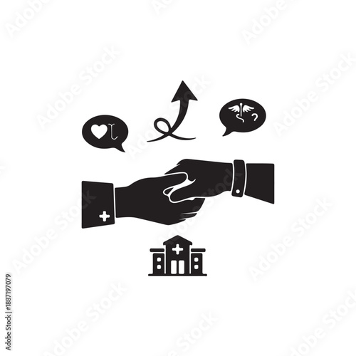 Healthcare partnership and communication vector icon
