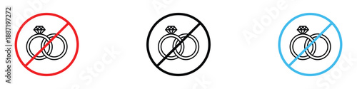No marriage, engagement icon vector. No jewelry allowed symbol. vector illustration.