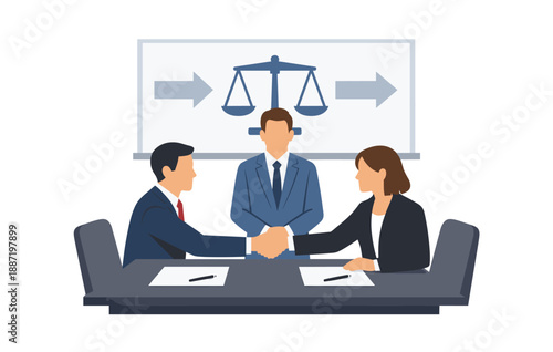 Business negotiation meeting with diverse professionals in office setting