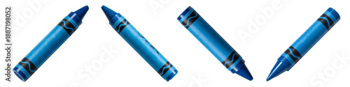 Collection for Four blue crayons isolated on transparent background