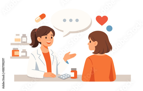 Female doctor advises young caucasian patient in a clinic setting