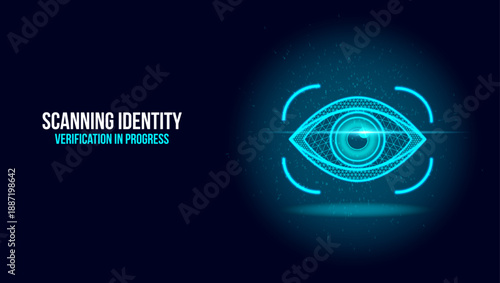 Advanced Biometric Identity Verification Interface with Scanning Retinal Eye HUD