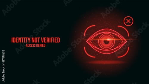 Tablou pe pânză Red Biometric Retina Scan Interface with Access Denied Alert