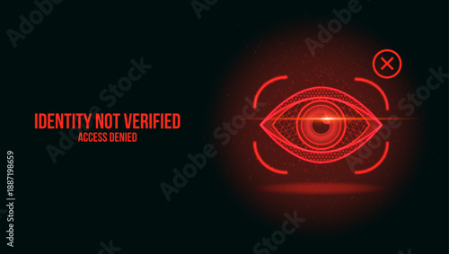 red biometric retina scan interface with access denied alert