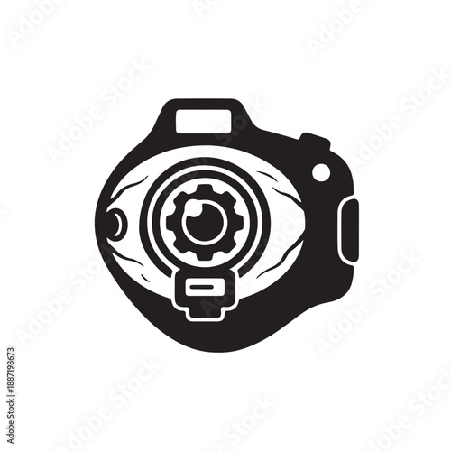 Black and white camera icon vector