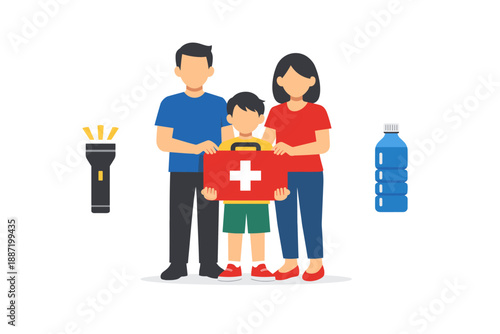 Family emergency preparedness with first aid kit
