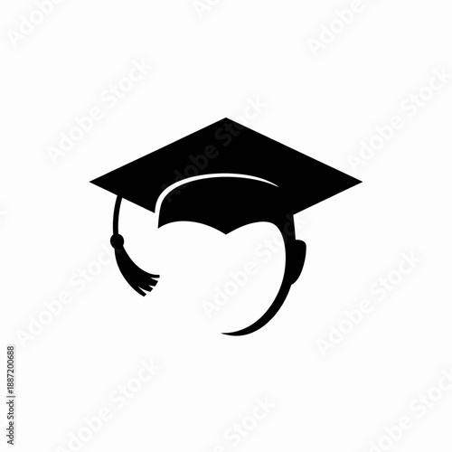 A  black icon of a graduation cap with a tassel draped over the edge.