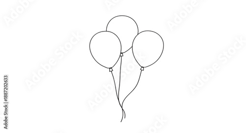 balloon, balloons, party, celebration, birthday, festive, decor, decoration, event, holiday, fun, joy, cheerful, outline, sketch, lineart, handdrawn, vector, illustration, icon, symbol, sign, minimali