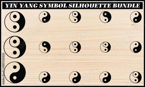 Yin yang symbol silhouette bundle isolated on white background, Vector