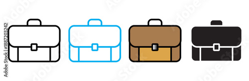 Briefcase icon set in various styles for business, office, and professional use