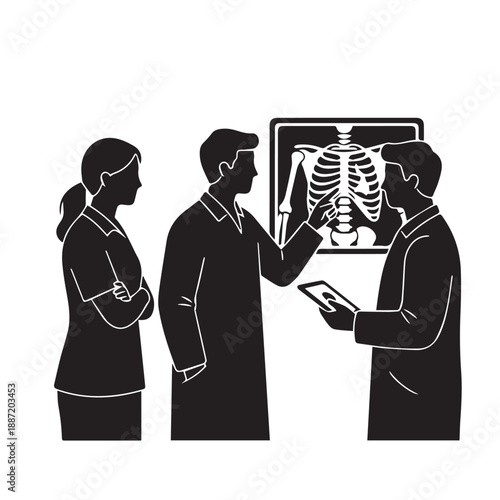 Medical professionals discussing x-ray results
