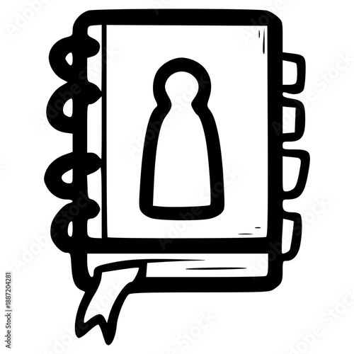 doodle address book or contact book illustration hand drawn outline vector