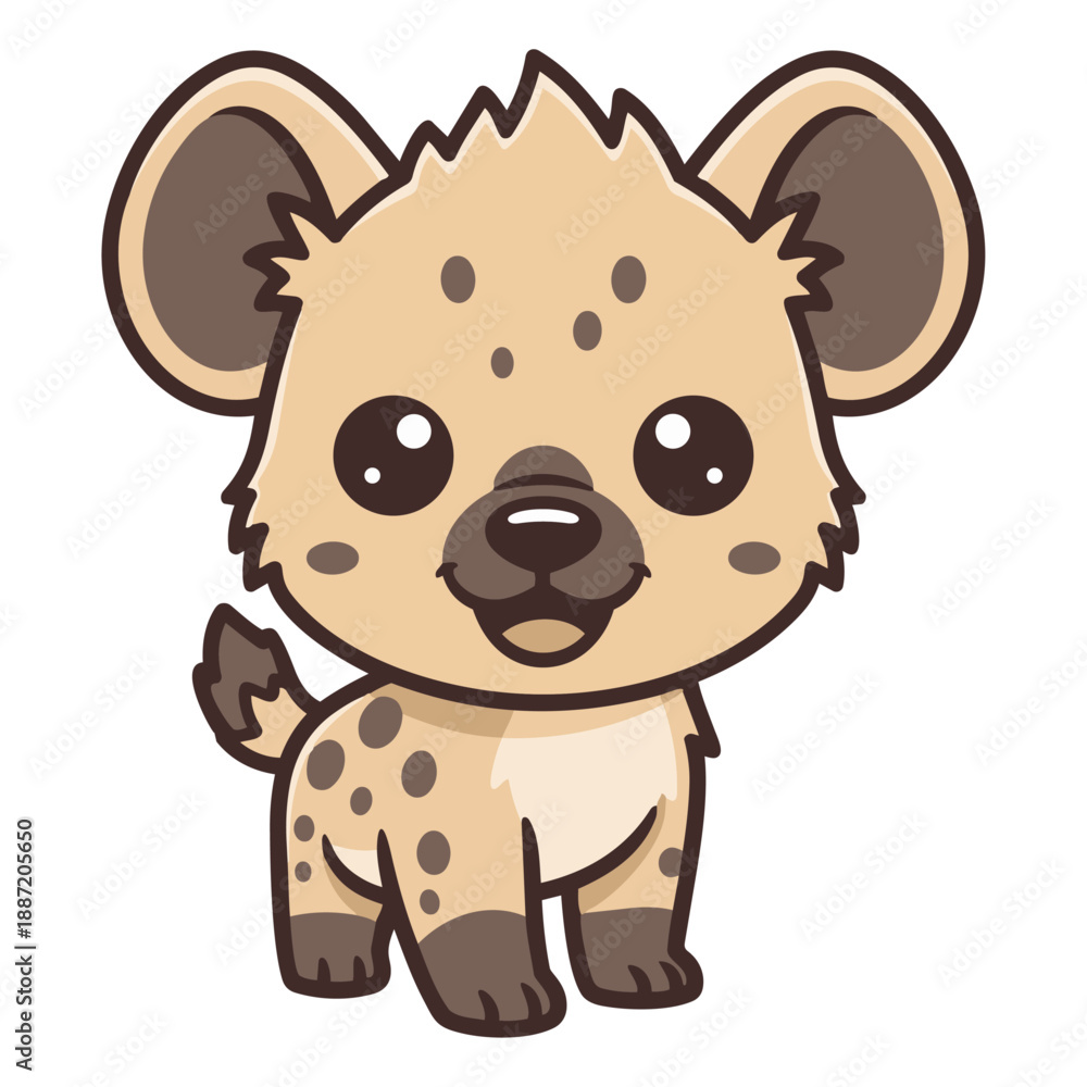 Fototapeta premium Cute baby hyena cartoon character vector illustration isolated on white background