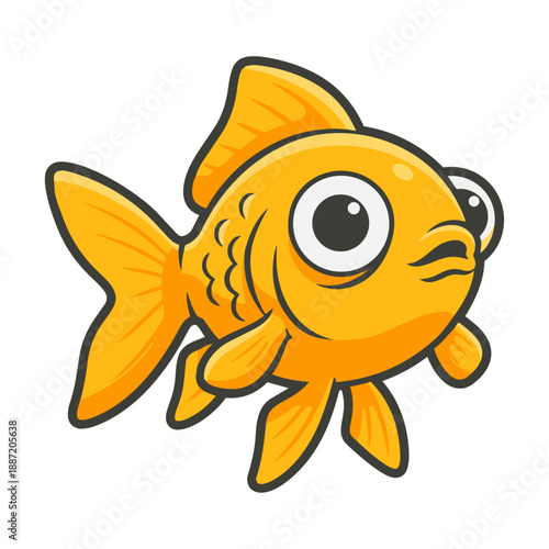 Cute cartoon goldfish character illustration isolated on white background