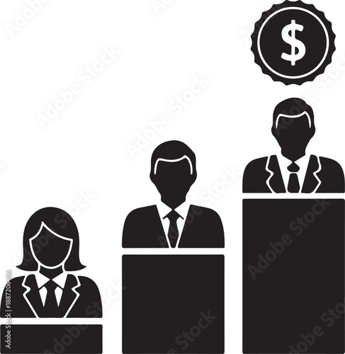 Business Salary Growth Chart People Ranking Finance Icon