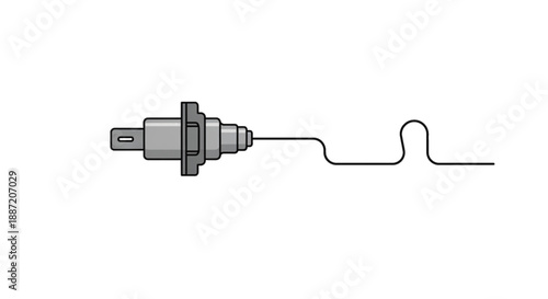 Automotive sensor with cable, isolated vector illustration on white background